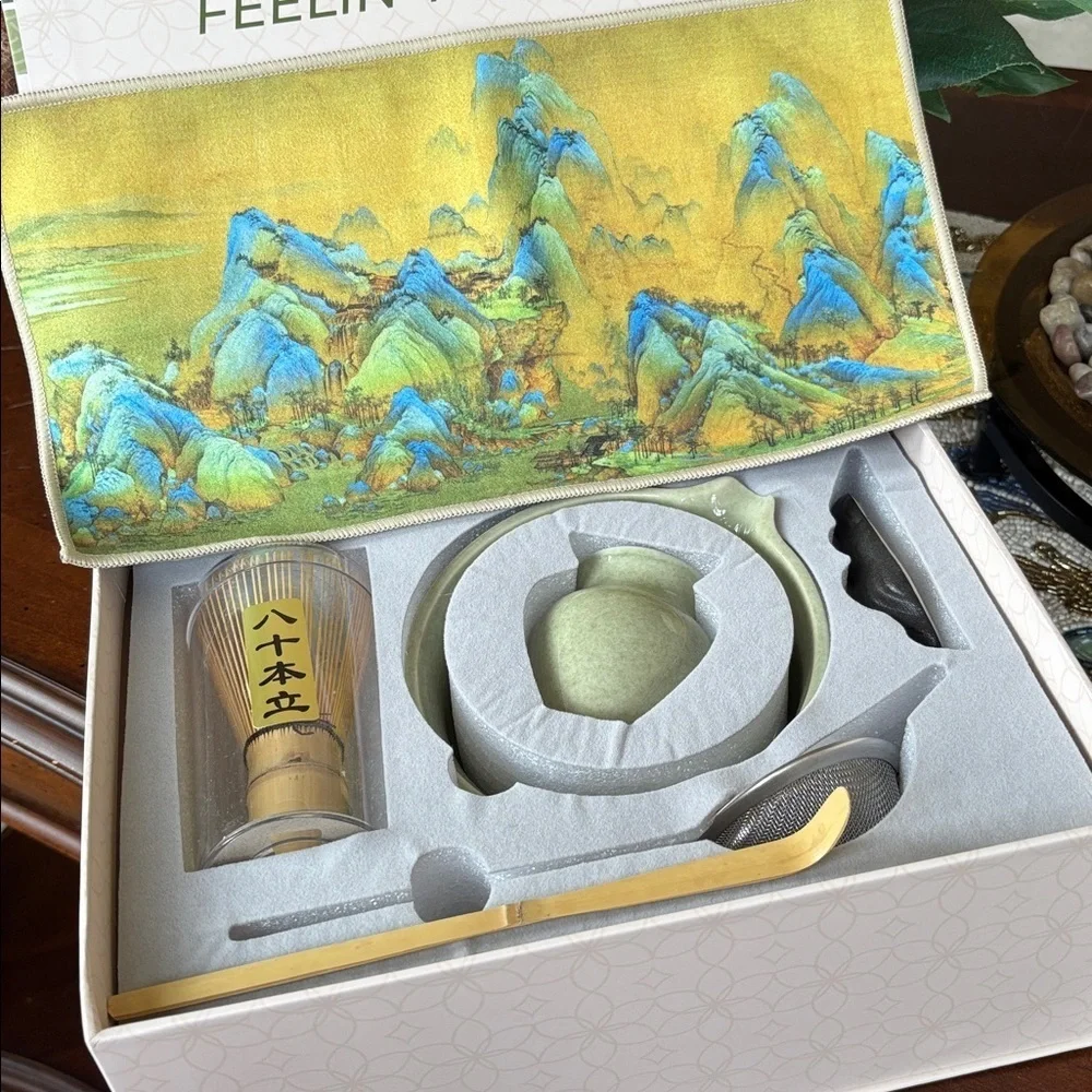 Brand New Matcha Whisk Set 8-Piece Japanese Tea Ceremony Kit Ceramic Bamboo
